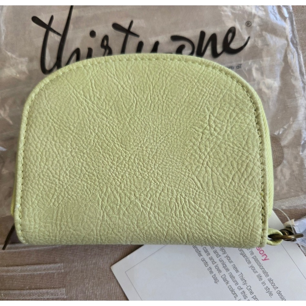Thirty-One Retired Half-Moon Card Wallet Lemongrass Distressed Pebble NEW